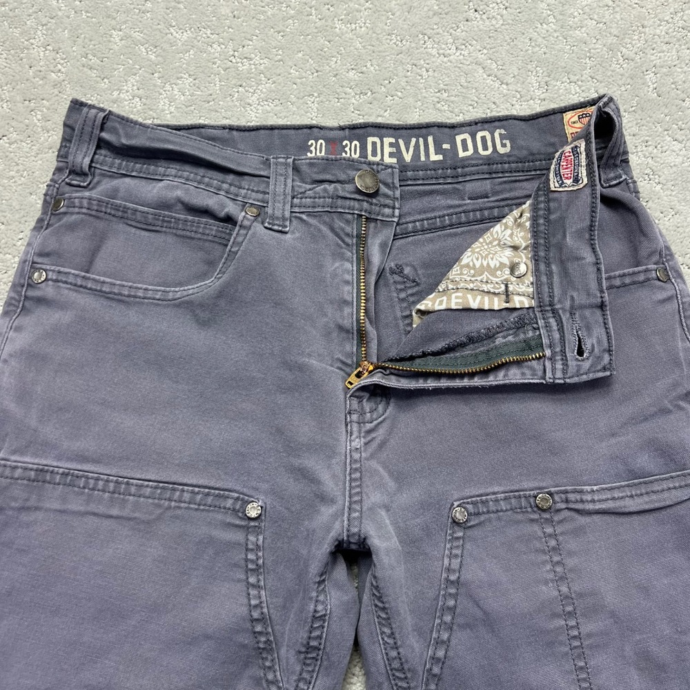 Devil-Dog Dungarees Pants Mens 30x30 Grey Carpenter Double Knee Workwear Stretch